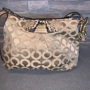 Gold and snakeskin coach purse